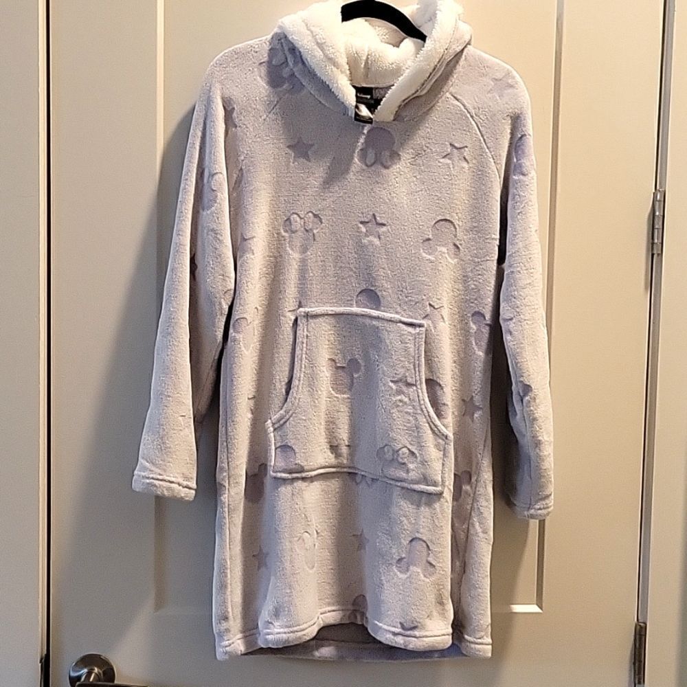 Disney Women's Large Lounger Sherpa Hoodie Mickey Minnie Mouse Embossed Size M
